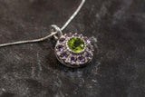 2.2ct Green Peridot Pendant Round Cut Halo Cluster 14k WhiteGold Finish NO CHAIN