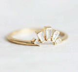 1ct Baguette Cut Diamond Wedding Band 14k YellowGold Over Art Deco Crown Promise