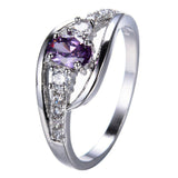 2.3ct Oval Cut Purple Amethyst Engagement Ring 14k White Gold Finish Solitaire