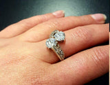 2.1ct Engagement Ring Round Cut Diamond Bypass Style Design 14k WhiteGold Finish