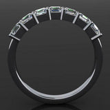 7 Stone Wedding Ring Band 1.2ct Asscher Cut VVS1D Diamond 14k White Gold Finish