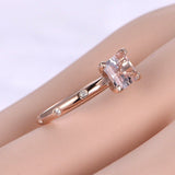 1ct Asscher Cut Peach Morganite Solitaire Engagement Ring 14k Rose Gold Finish