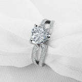 2.2ct Heart Cut Diamond Accent Split Shank Engagement Ring 14k White Gold Finish