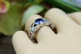 2ct Oval Cut Blue Sapphire Engagement Ring Celtic Double Knot 14k WhiteGold Over