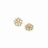 1ct Stud Earrings Round Cut Diamond Floral Design 14k Yellow Gold Finish