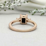 2ct Engagement Ring Emerald Cut Diamond Solitaire with Accent 14k Rose Gold Over