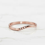 Curved Minimalist Wedding Band 0.15ct Round Cut VVS1D Diamond 14k Rose Gold Over