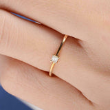 0.3ct Princess Cut Diamond Engagement Ring Dainty Minimalist 14k YellowGold Over