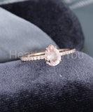 2ct Pear Cut Simulated Peach Morganite Minimal Engagement Ring 14k Gold Plated