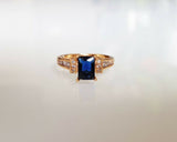 2Ct Radiant Cut Blue Sapphire Diamond Vintage Engagement Ring 14K Rose Gold Over