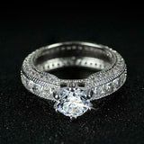 5Ct Round Cut Diamond Bridal Set Wide Vintage Ring Band 14K White Gold Finish