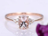 1.3ct Oval Cut Peach Morganite Engagement Ring Minimalist 14k Rose Gold Finish