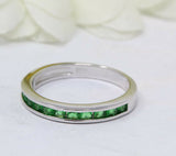 2ct Princess Emerald Wedding Band Channel Set Half Eternity 14k White Gold Over