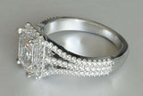 2ct Radiant Cut Diamond Engagement Ring Split Shank Halo 14k White Gold Finish