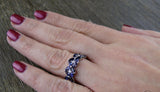 2.3ct Marquise Cut Blue Sapphire Wedding Band Ring 14k White Gold Finish Flower