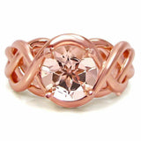 1Ct Round Cut Peach Morganite Infinity Band Solitaire Ring 14K Rose Gold Finish