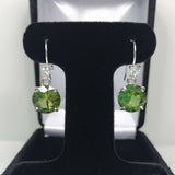 2ct Round Cut Green Peridot Diamond Solitaire Drop Earring 14k White Gold Finish