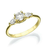 1.5ct Round Cut Diamond Engagement Ring Pear Accent Trilogy 14k WhiteGold Finish