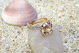 2ct Round Cut Peach Morganite Engagement Ring 14k Yellow Gold Finish Bridal Set