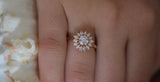 2ct Round Diamond Marquise Stone Halo Sun Floral Ring 14k Rose Gold Finish Ring