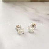 1ct Round Cut Moissanite Solitaire Stud Earrings For Women 14k White Gold Plated