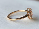 1ct Engagement Ring Pear Cut Peach Morganite Crown Minimalist 14k Rose Gold Over