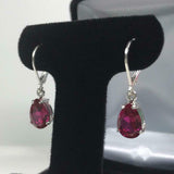 2ct Drop Earrings Pear Cut Pink Ruby Teardrop Leverback 14k White Gold Finish