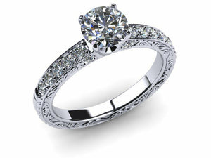 1.5ct Round Cut Diamond Vintage Style Engagement Ring 14k White Gold Finish New