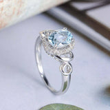 2.3ct Oval Cut Blue Aquamarine Engagement Ring Diamond Halo 14k White Gold Over