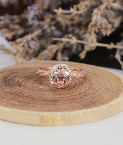 1.2ct Round Cut Peach Morganite Engagement Ring 18k Rose Gold Finish Solitaire