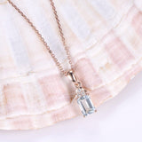 0.5ct Emerald Cut Blue Aquamarine Fancy Pendant 14k Rose Gold Finish NO CHAIN