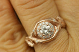 1.5ct Round Cut Diamond Engagement Ring 14k Rose Gold Finish Halo Unique Design