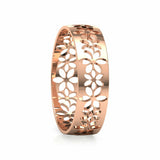 Floral Encrusted Cutout Stackable Wedding Band Ring Women 14k Rose Gold Finish