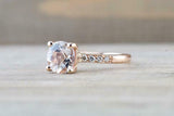 1.3ct Round Cut Morganite Engagement Ring 14k Rose Gold Finish Diamond Accents