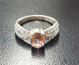 1.6ct Engagement Ring Oval Cut Peach Morganite Split Shank 14k White Gold Finish