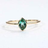 1ct Marquise Cut Green Emerald Solitaire Engagement Ring 14k Yellow Gold Finish