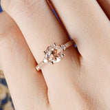 1ct Round Cut Peach Morganite Engagement Ring 14k RoseGold Over Accent Solitaire