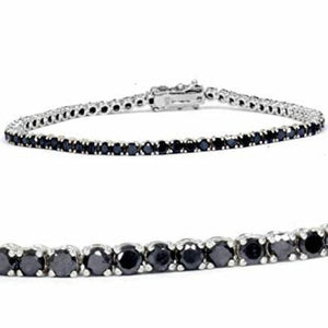 15Ct Round Sparkle Black Diamond Tennis Bracelet 18K Real White Gold Finish