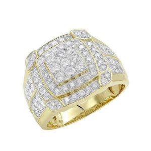 4Ct Round Cut Diamond Iced Stylish Men Engagement Ring 14K Yellow Gold Finish