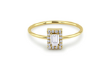 0.4ct Baguette Cut Diamond Engagement Ring 14k Yellow Gold Finish Halo Solitaire