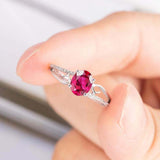 1.5ct Oval Cut Pink Ruby Engagement Ring Split Shank 14k White Gold Finish