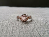 1Ct Round Cut Peach Morganite Infinity Band Engagement Ring 14K Dual Gold Finish