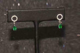 2.3ct Drop Earrings Pear Cut Green Emerald Disc Design 14k White Gold Finish