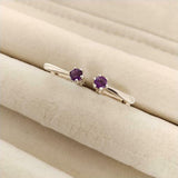 0.6ct Drop Earrings Round Cut Amethyst Petite Dangling 14k White Gold Finish