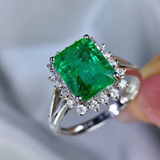 2ct Green Emerald Diamond Halo Engagement Ring 14k White Gold Finish Split Shank