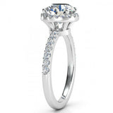 2.3ct Round Cut VVS1D Diamond Unique Halo Engagement Ring 14k White Gold Finish