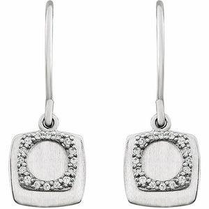 0.5ct Round Cut Diamond Cushion Tile Drop Earrings Women 14k White Gold Finish