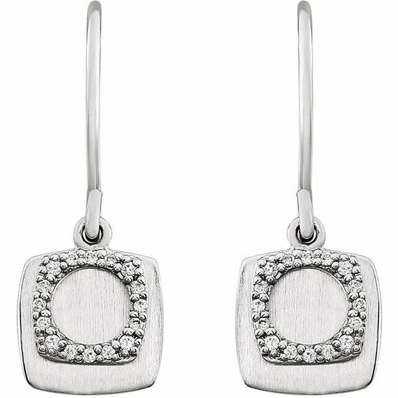 0.5ct Round Cut Diamond Cushion Tile Drop Earrings Women 14k White Gold Finish