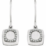 0.5ct Round Cut Diamond Cushion Tile Drop Earrings Women 14k White Gold Finish