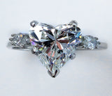 4Ct Heart Cut Diamond Marquise Accent Trilogy Solitaire Ring 18K White Gold Over